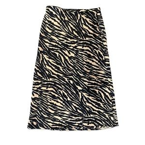NWT H&M Silky Tiger Print Midi Skirt